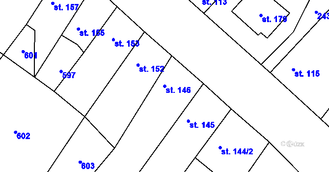 Parcela st. 146 v KÚ Jizbice u Nymburka, Katastrální mapa