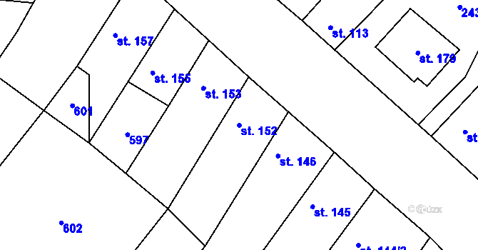 Parcela st. 152 v KÚ Jizbice u Nymburka, Katastrální mapa
