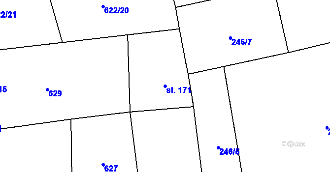 Parcela st. 171 v KÚ Jizbice u Nymburka, Katastrální mapa