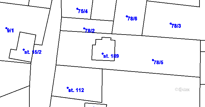 Parcela st. 189 v KÚ Jizbice u Nymburka, Katastrální mapa