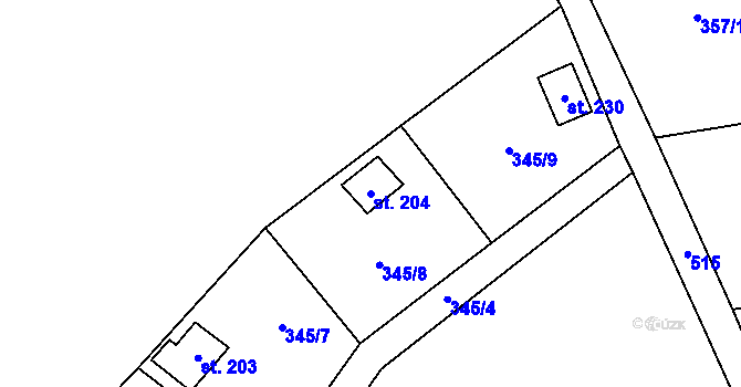 Parcela st. 204 v KÚ Jizbice u Nymburka, Katastrální mapa