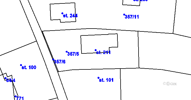 Parcela st. 211 v KÚ Jizbice u Nymburka, Katastrální mapa