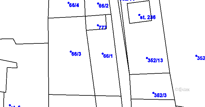 Parcela st. 66/1 v KÚ Jizbice u Nymburka, Katastrální mapa