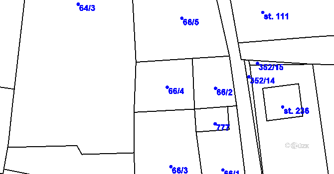 Parcela st. 66/4 v KÚ Jizbice u Nymburka, Katastrální mapa
