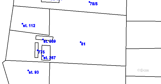 Parcela st. 81 v KÚ Jizbice u Nymburka, Katastrální mapa