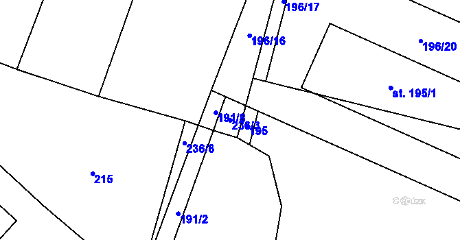 Parcela st. 236/3 v KÚ Jizbice u Nymburka, Katastrální mapa