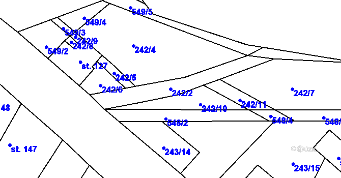 Parcela st. 242/2 v KÚ Jizbice u Nymburka, Katastrální mapa