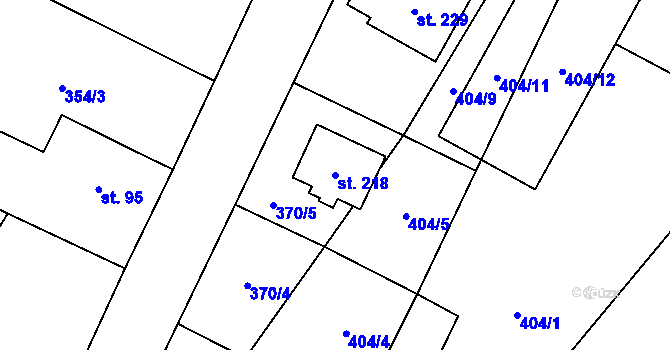 Parcela st. 218 v KÚ Jizbice u Nymburka, Katastrální mapa