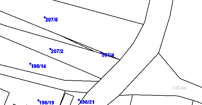Parcela st. 207/4 v KÚ Jizbice u Nymburka, Katastrální mapa