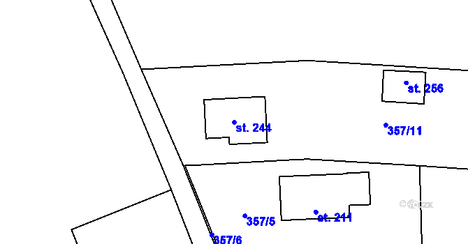 Parcela st. 244 v KÚ Jizbice u Nymburka, Katastrální mapa