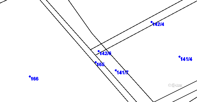 Parcela st. 142/6 v KÚ Jizbice u Nymburka, Katastrální mapa