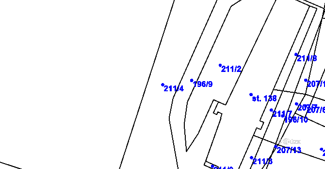 Parcela st. 211/4 v KÚ Jizbice u Nymburka, Katastrální mapa