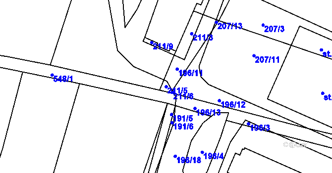 Parcela st. 211/5 v KÚ Jizbice u Nymburka, Katastrální mapa