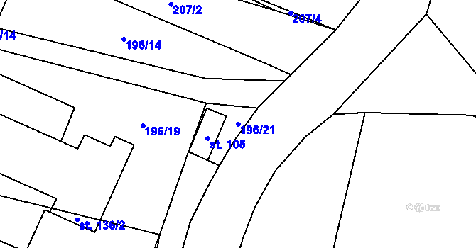 Parcela st. 196/21 v KÚ Jizbice u Nymburka, Katastrální mapa