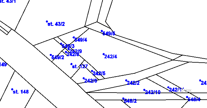 Parcela st. 242/4 v KÚ Jizbice u Nymburka, Katastrální mapa