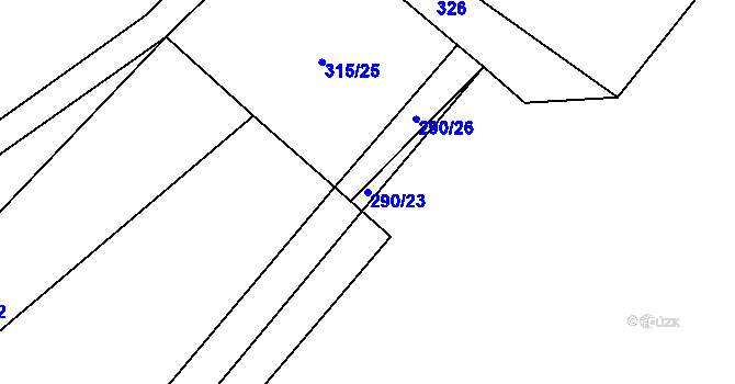 Parcela st. 290/23 v KÚ Jizbice u Nymburka, Katastrální mapa