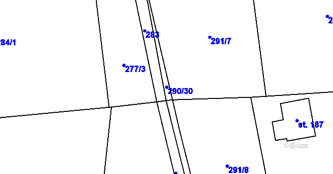 Parcela st. 290/30 v KÚ Jizbice u Nymburka, Katastrální mapa