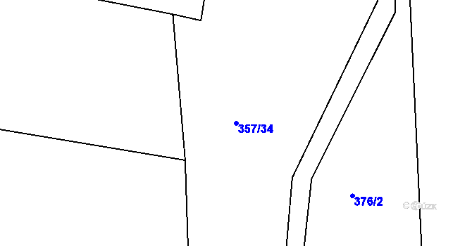 Parcela st. 357/34 v KÚ Jizbice u Nymburka, Katastrální mapa