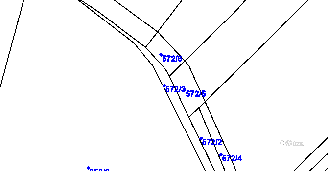 Parcela st. 572/3 v KÚ Jizbice u Nymburka, Katastrální mapa