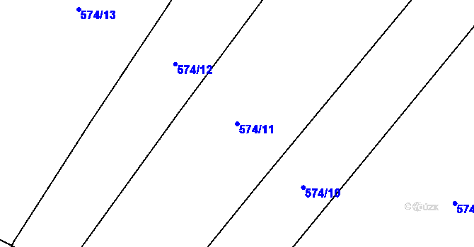 Parcela st. 574/11 v KÚ Jizbice u Nymburka, Katastrální mapa