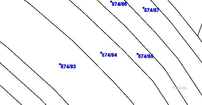 Parcela st. 574/84 v KÚ Jizbice u Nymburka, Katastrální mapa