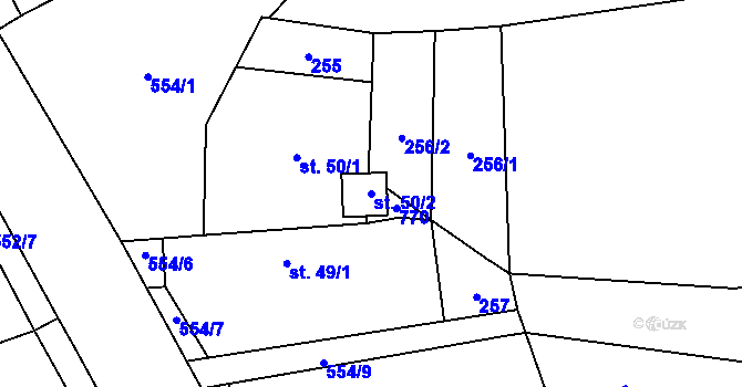 Parcela st. 50/2 v KÚ Jizbice u Nymburka, Katastrální mapa