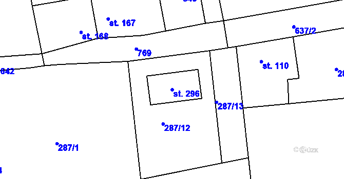 Parcela st. 296 v KÚ Jizbice u Nymburka, Katastrální mapa