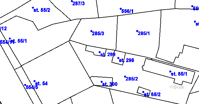 Parcela st. 299 v KÚ Jizbice u Nymburka, Katastrální mapa