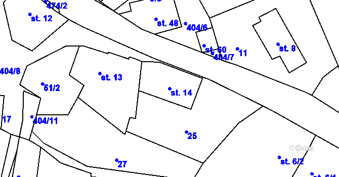 Parcela st. 14 v KÚ Jizbice u Náchoda, Katastrální mapa