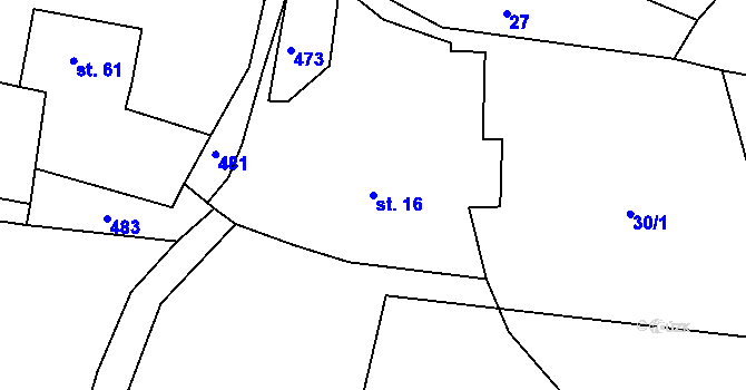 Parcela st. 16 v KÚ Jizbice u Náchoda, Katastrální mapa
