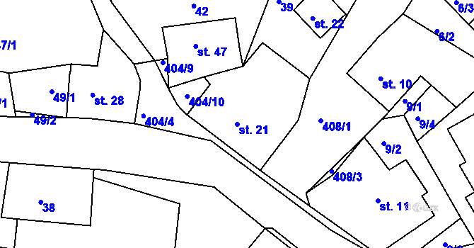 Parcela st. 21 v KÚ Jizbice u Náchoda, Katastrální mapa