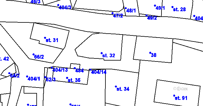 Parcela st. 32 v KÚ Jizbice u Náchoda, Katastrální mapa