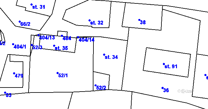 Parcela st. 34 v KÚ Jizbice u Náchoda, Katastrální mapa