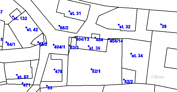 Parcela st. 35 v KÚ Jizbice u Náchoda, Katastrální mapa