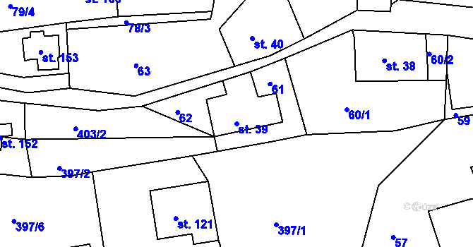 Parcela st. 39 v KÚ Jizbice u Náchoda, Katastrální mapa