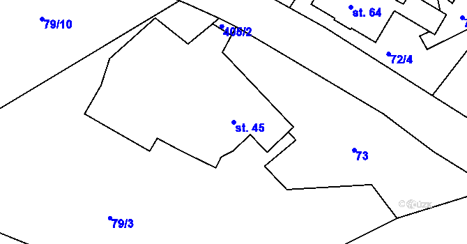 Parcela st. 45 v KÚ Jizbice u Náchoda, Katastrální mapa