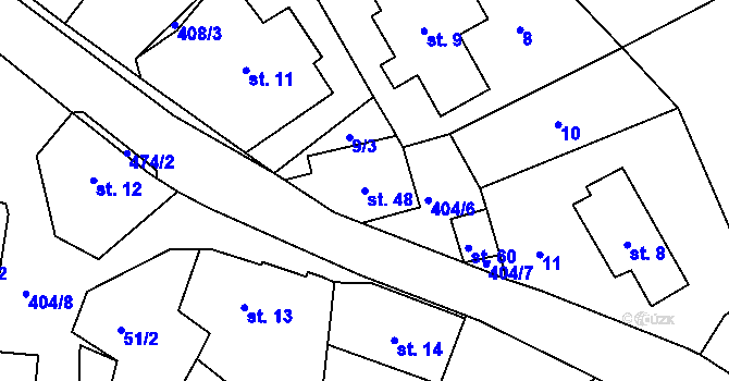 Parcela st. 48 v KÚ Jizbice u Náchoda, Katastrální mapa