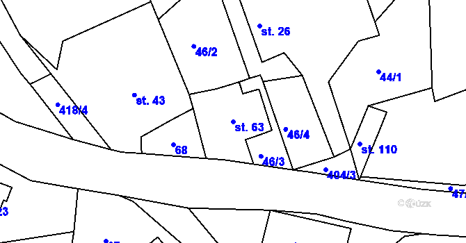 Parcela st. 63 v KÚ Jizbice u Náchoda, Katastrální mapa