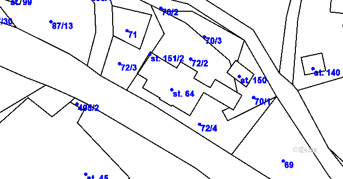 Parcela st. 64 v KÚ Jizbice u Náchoda, Katastrální mapa