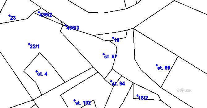 Parcela st. 67 v KÚ Jizbice u Náchoda, Katastrální mapa