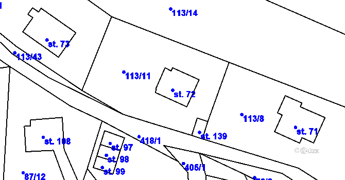 Parcela st. 72 v KÚ Jizbice u Náchoda, Katastrální mapa