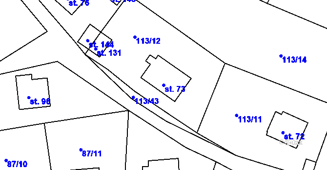 Parcela st. 73 v KÚ Jizbice u Náchoda, Katastrální mapa