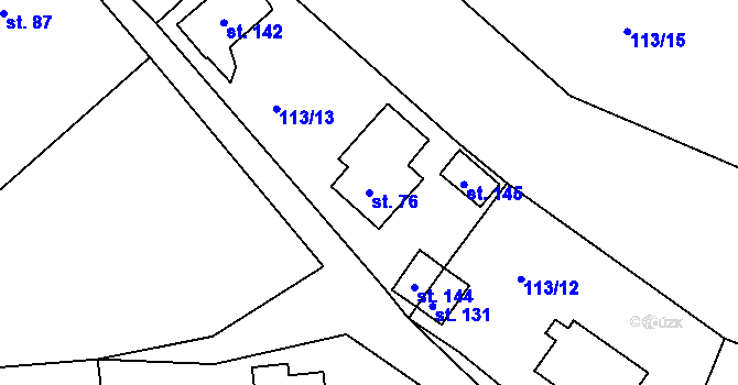 Parcela st. 76 v KÚ Jizbice u Náchoda, Katastrální mapa