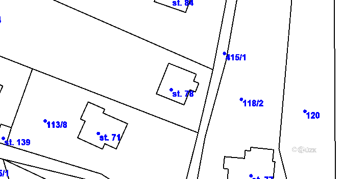 Parcela st. 78 v KÚ Jizbice u Náchoda, Katastrální mapa