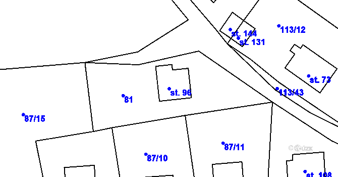 Parcela st. 96 v KÚ Jizbice u Náchoda, Katastrální mapa