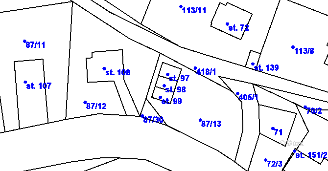 Parcela st. 98 v KÚ Jizbice u Náchoda, Katastrální mapa