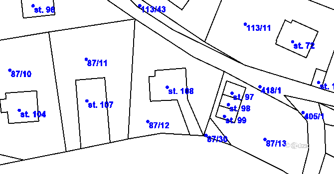 Parcela st. 108 v KÚ Jizbice u Náchoda, Katastrální mapa
