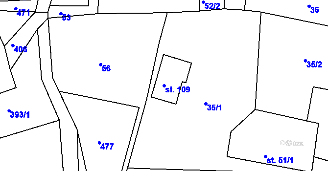 Parcela st. 109 v KÚ Jizbice u Náchoda, Katastrální mapa