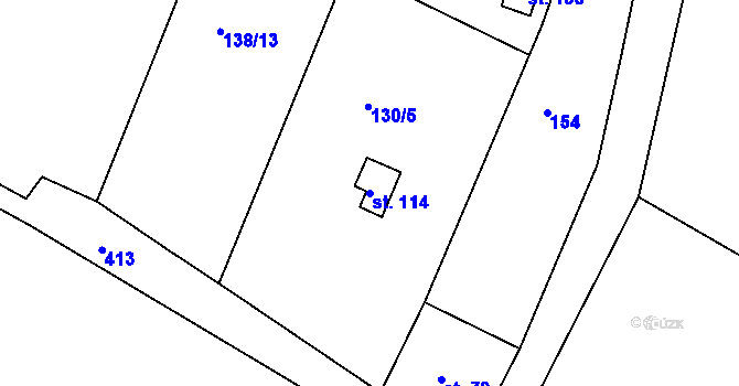 Parcela st. 114 v KÚ Jizbice u Náchoda, Katastrální mapa
