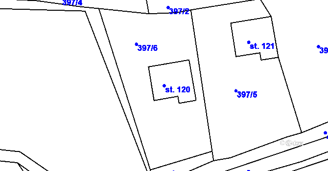 Parcela st. 120 v KÚ Jizbice u Náchoda, Katastrální mapa
